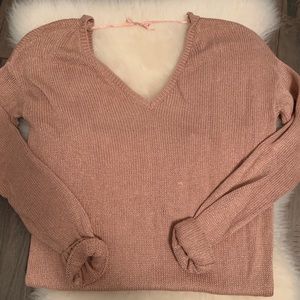 Open back knit sweater
